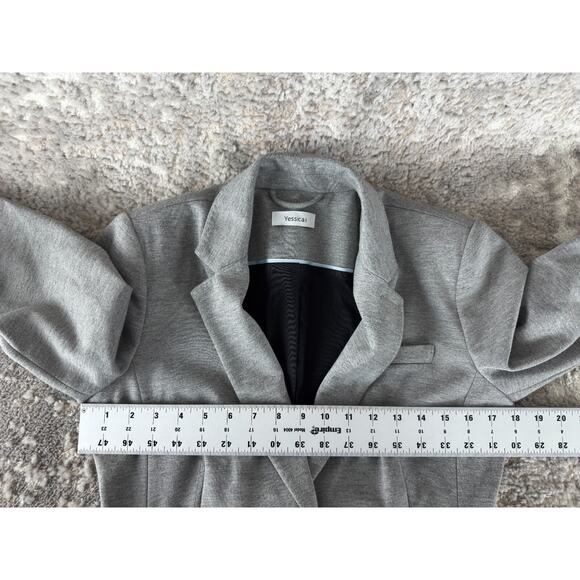 Yessica Size 8 Stretch Career Single Button Blazer Jacket Gray Notched Lined - Picture 5 of 9